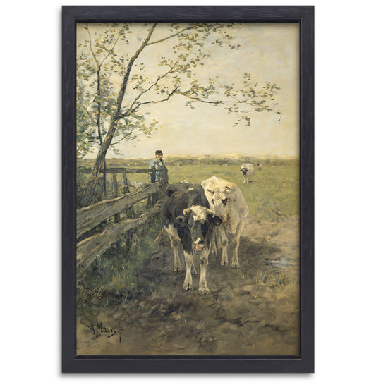 De Melkbocht - Anton Mauve canvas met baklijst
