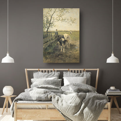 De Melkbocht - Anton Mauve canvas met baklijst