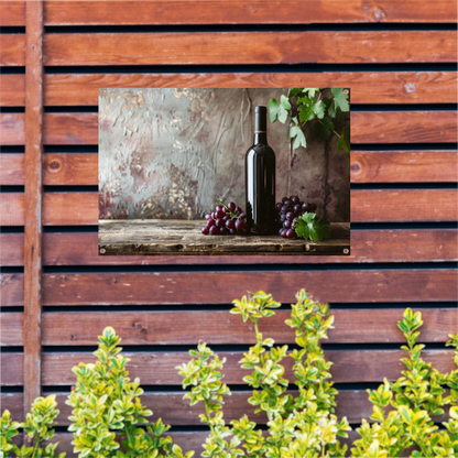 Klassieke wijn met druiven op tafel tuinposter