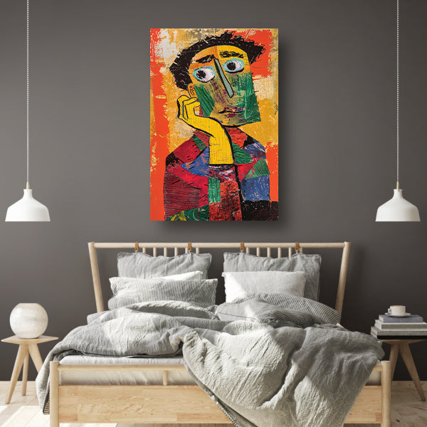 Abstract Portret in levendige Kleuren acrylglas