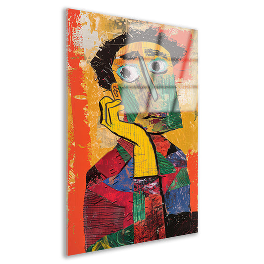 Abstract Portret in levendige Kleuren acrylglas