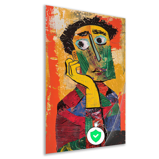 Abstract Portret in levendige Kleuren poster