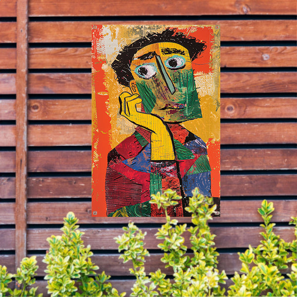 Abstract Portret in levendige Kleuren tuinposter