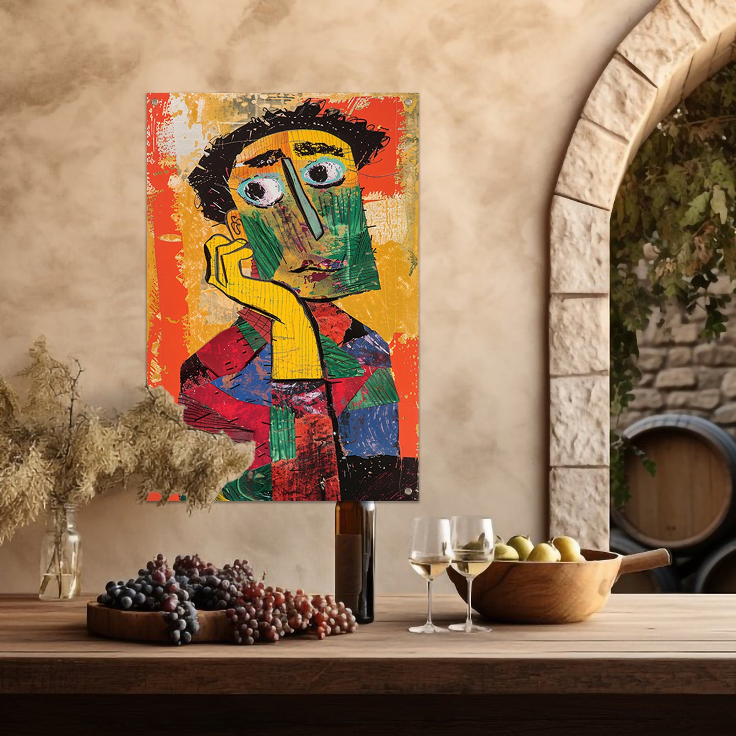 Abstract Portret in levendige Kleuren tuinposter