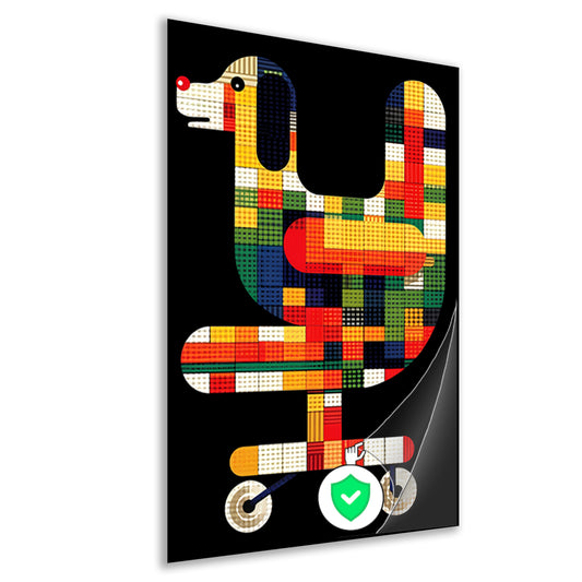 Abstract hond in Kleurrijk bureaustoel poster