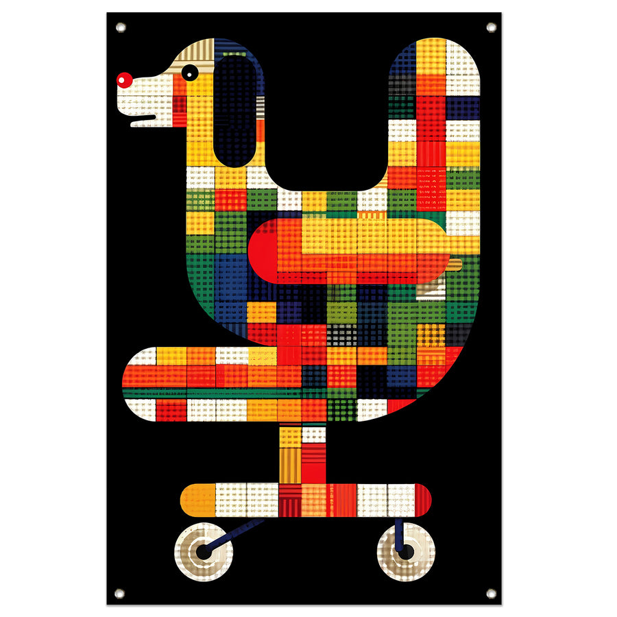 Abstract hond in Kleurrijk bureaustoel tuinposter