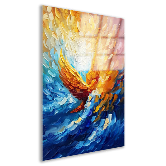 Kleurrijk abstract schilderij van vliegende adelaar acrylglas