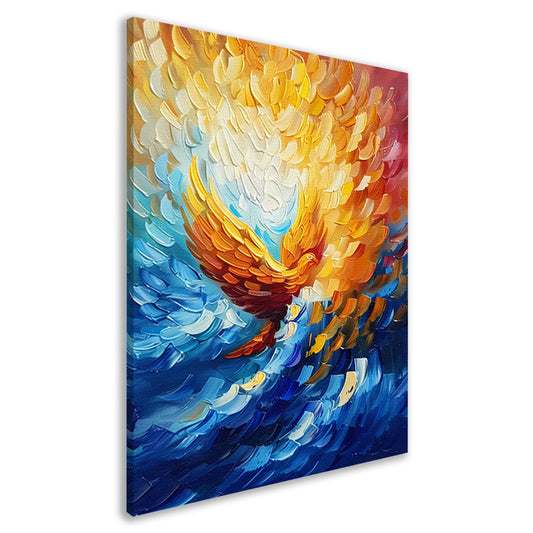 Kleurrijk abstract schilderij van vliegende adelaar canvas