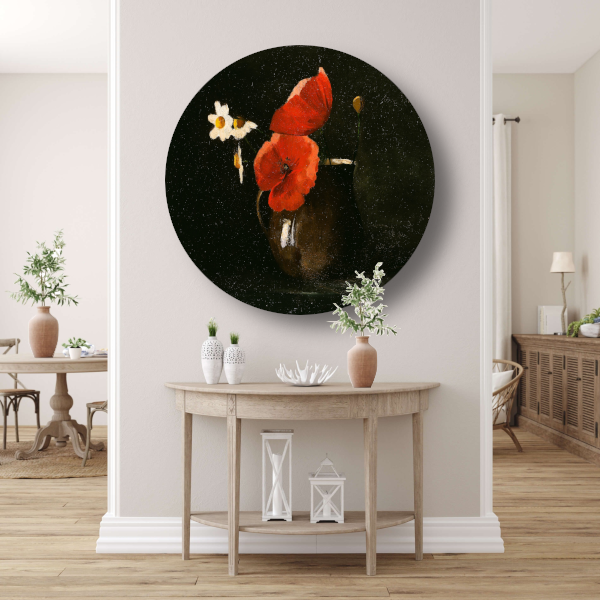 Bloemen in een vaas - Odilon Redon aluminium muurcirkel