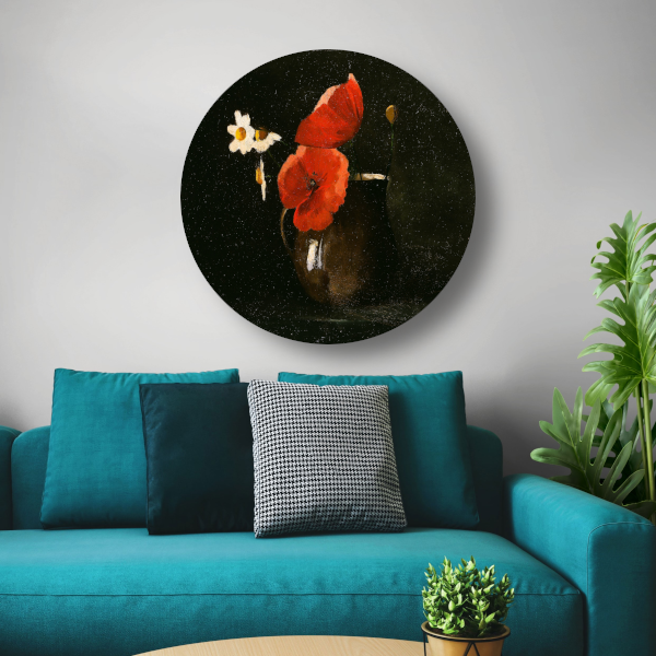 Bloemen in een vaas - Odilon Redon aluminium muurcirkel