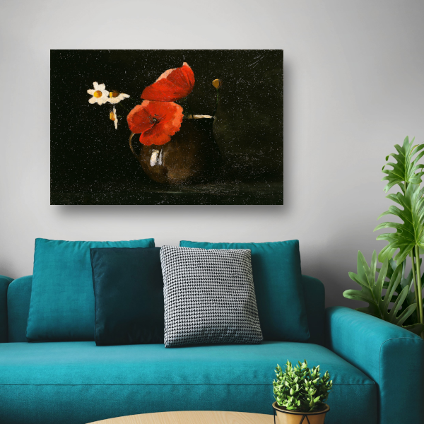 Bloemen in een vaas - Odilon Redon canvas met baklijst