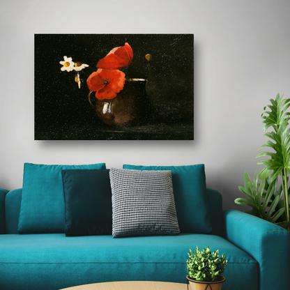 Bloemen in een vaas - Odilon Redon canvas met baklijst