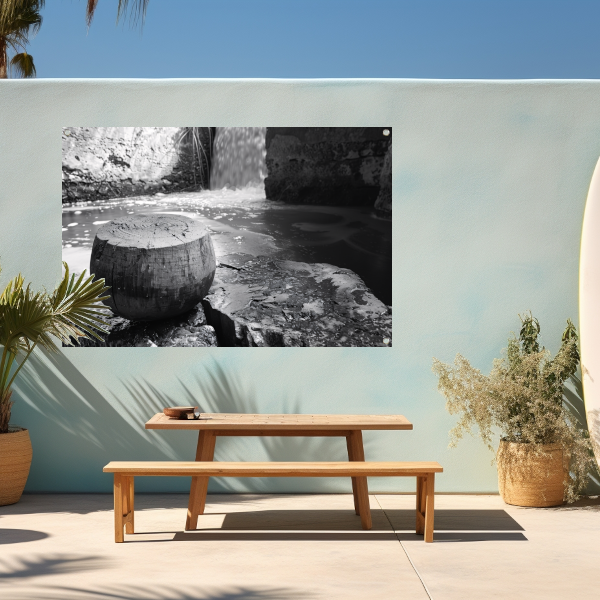 Klassieke waterval in zwart-wit tuinposter