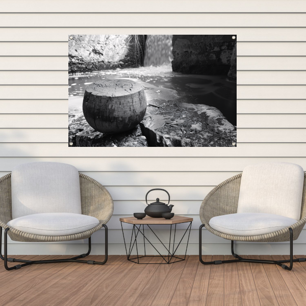 Klassieke waterval in zwart-wit tuinposter