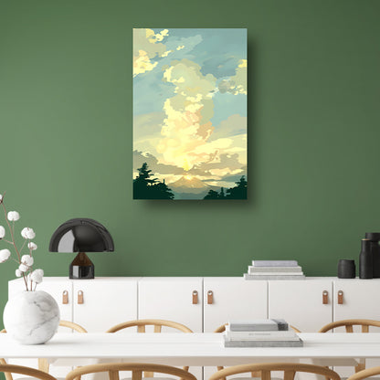 Minimalistisch Berglandschap bij Zonsopgang poster