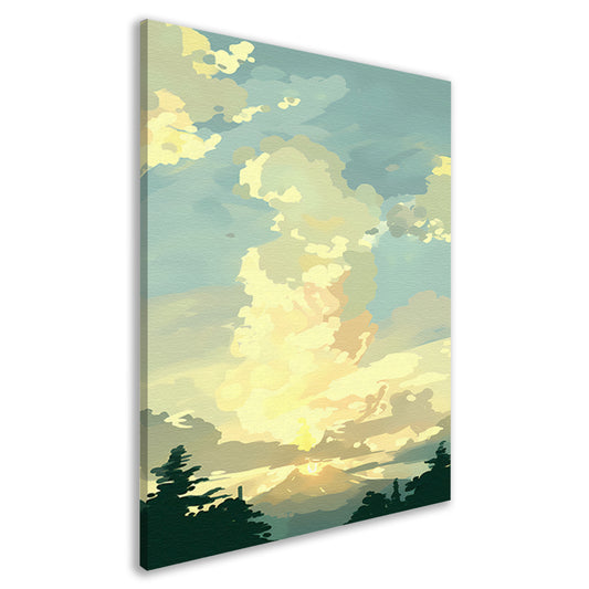 Minimalistisch Berglandschap bij Zonsopgang canvas
