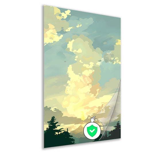 Minimalistisch Berglandschap bij Zonsopgang poster