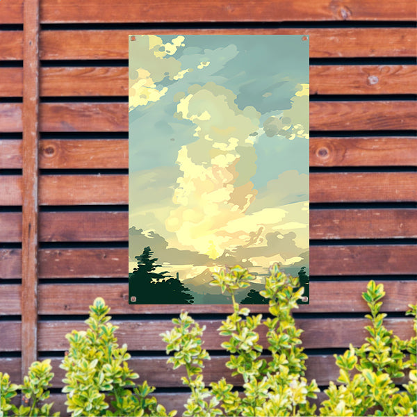 Minimalistisch Berglandschap bij Zonsopgang tuinposter