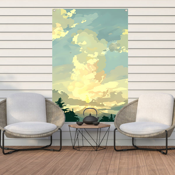 Minimalistisch Berglandschap bij Zonsopgang tuinposter