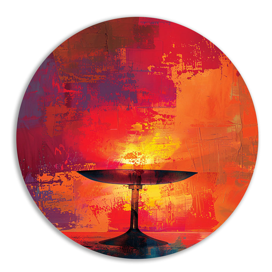 Abstract schaal met levendige kleuren aluminium muurcirkel