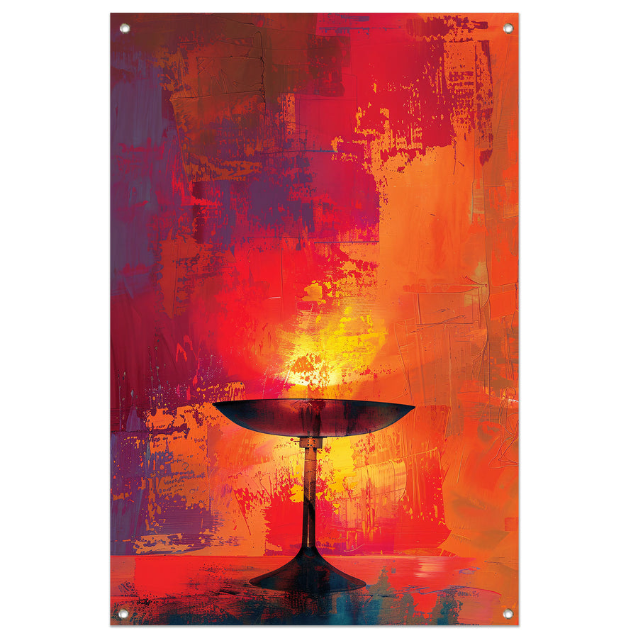 Abstract schaal met levendige kleuren tuinposter