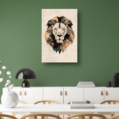Abstracte Leeuw in Geometrische Art Deco Stijl canvas met baklijst