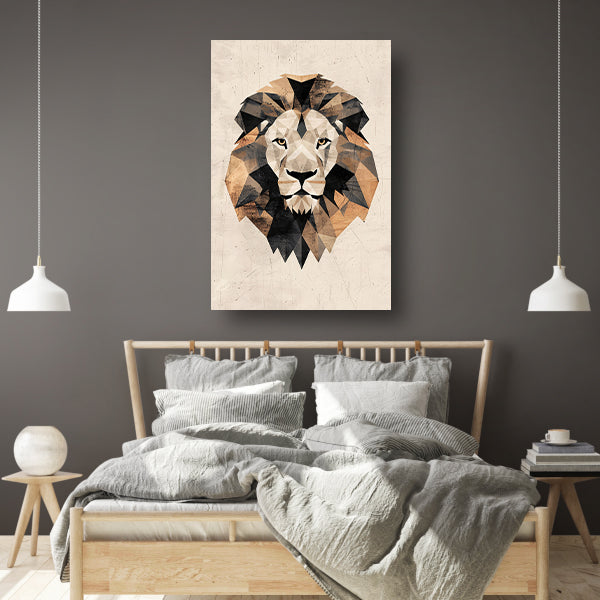 Abstracte Leeuw in Geometrische Art Deco Stijl canvas met baklijst