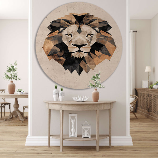 Abstracte Leeuw in Geometrische Art Deco Stijl forex muurcirkel