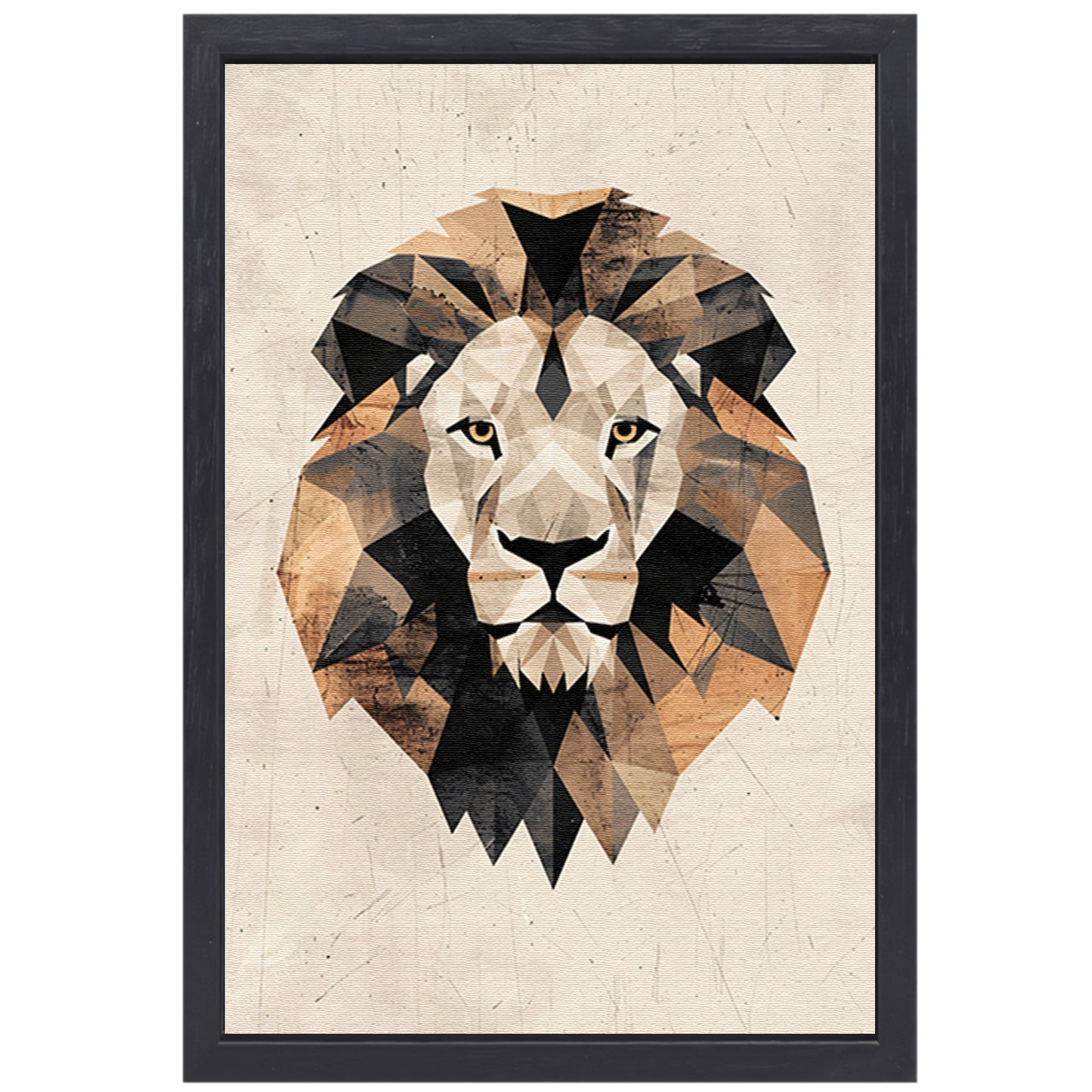 Abstracte Leeuw in Geometrische Art Deco Stijl canvas met baklijst