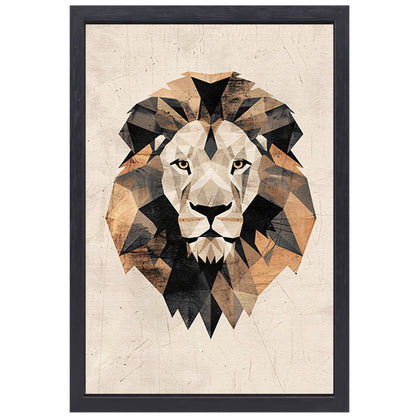 Abstracte Leeuw in Geometrische Art Deco Stijl canvas met baklijst