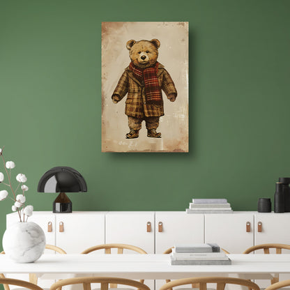 Klassieke Teddybeer in Geruite Jas en Sjaal poster