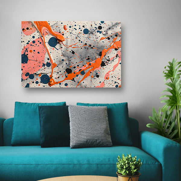 Abstract lijnencompositie in primaire kleuren canvas met baklijst