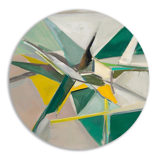 Abstract  met Groene en Gele Verf aluminium muurcirkel