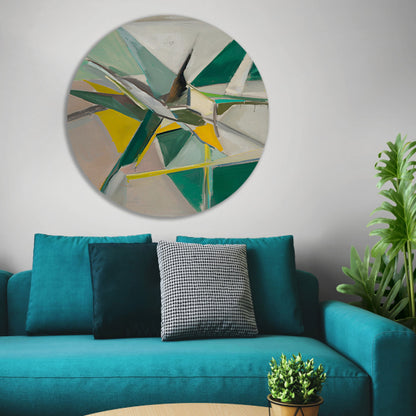 Abstract  met Groene en Gele Verf aluminium muurcirkel