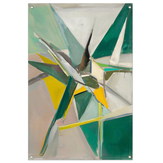 Abstract  met Groene en Gele Verf tuinposter