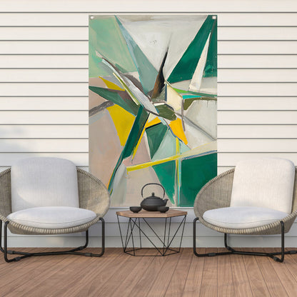 Abstract  met Groene en Gele Verf tuinposter
