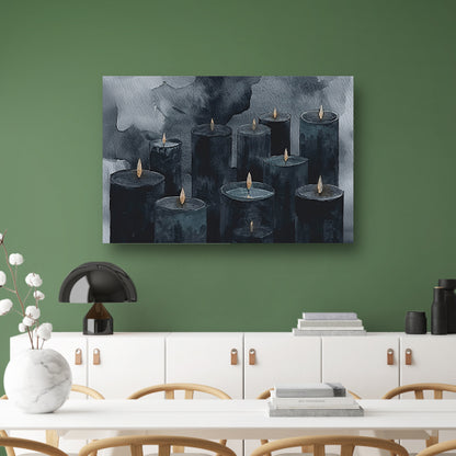 Sereen schilderij van kaarsen met vlammen canvas met baklijst