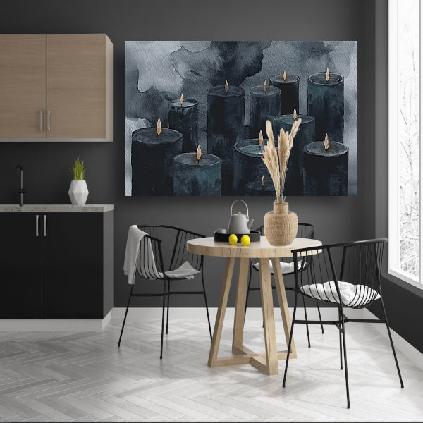 Sereen schilderij van kaarsen met vlammen canvas met baklijst