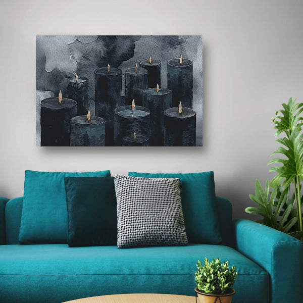 Sereen schilderij van kaarsen met vlammen canvas met baklijst