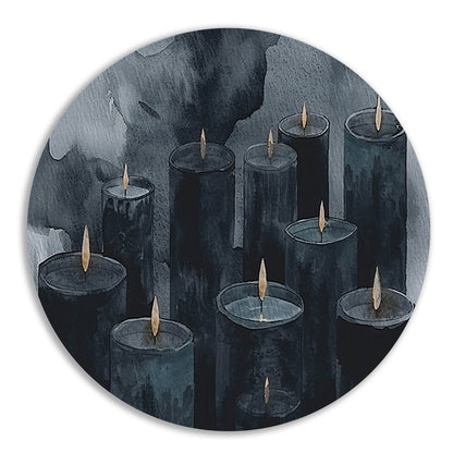 Sereen schilderij van kaarsen met vlammen aluminium muurcirkel