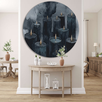 Sereen schilderij van kaarsen met vlammen aluminium muurcirkel