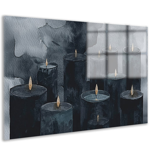 Sereen schilderij van kaarsen met vlammen acrylglas