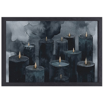 Sereen schilderij van kaarsen met vlammen canvas met baklijst