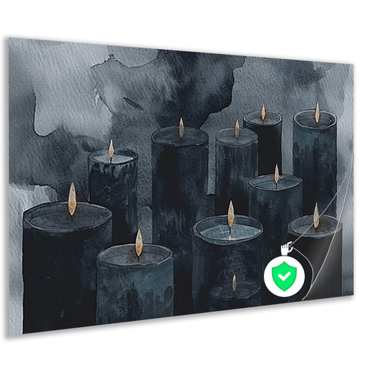 Sereen schilderij van kaarsen met vlammen poster