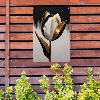 Gouden Accenten op Monochrome Tulp tuinposter