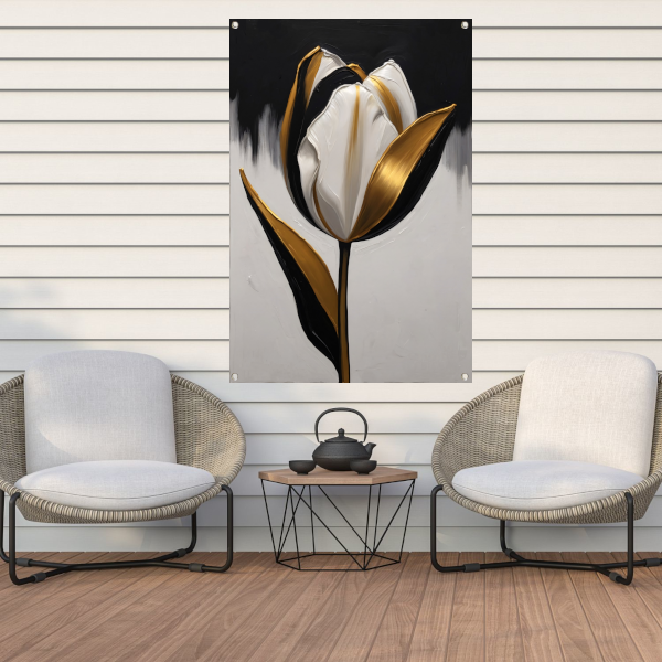 Gouden Accenten op Monochrome Tulp tuinposter