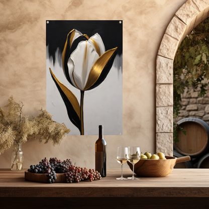 Gouden Accenten op Monochrome Tulp tuinposter