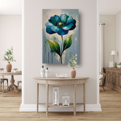 Impressionistische Blauwe Bloem op Canvas canvas