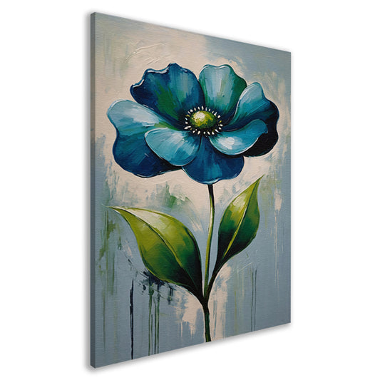 Impressionistische Blauwe Bloem op Canvas canvas