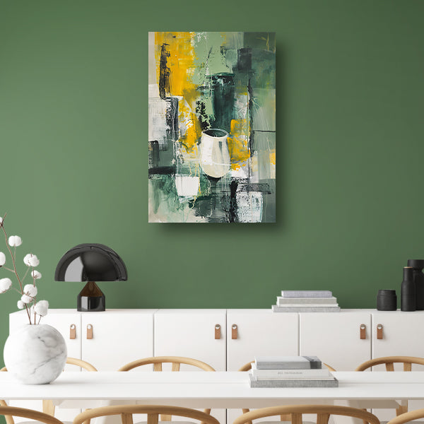 Modern abstract schilderij met glas canvas